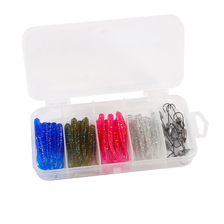 50 unidades de agua de mar de agua dulce multifuncional gusano suave cebo falso Luya cebo suave Venta caliente RAÍZ DE PESCA cebo traje de cabeza de plomo