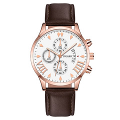 Factory Hot Sale Trendy Fashion Three-Eye Calendar Men's Watch Men's Leather Strap Quartz Wristwatch