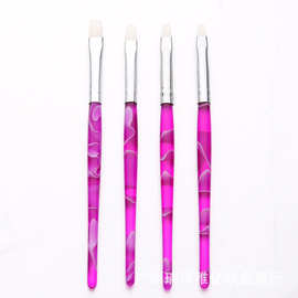 美甲笔新款海浪杆白毛4支套平头光疗笔描甲笔美甲工具法式美甲