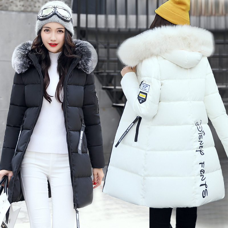 2024 Winter Korean Style New Women's Cotton Outwear Women's Mid-Length Slim Cotton Outwear Large Fur Collar Student Cotton Outwear 2024 Winter Korean Style New Women's Cotton Outwear Women's Mid-Length Slim Cotton Outwear Large Fur Collar Student Cotton Outwear