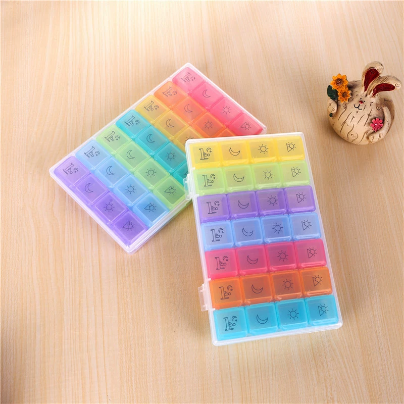 Одна неделя нейл-арта независимая цветная аптечка 28 пластиковых отсеков для хранения портативных творческих советов аптечка для здравоохранения