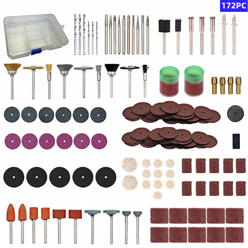 跨境172PC迷你电磨配件 打磨抛光头适用于旋转磨床电钻吊磨DIY