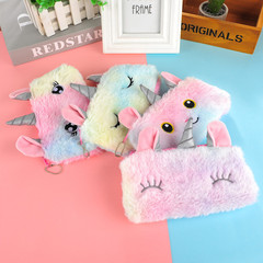 Cross-border cute laser unicorn plush large-capacity pencil bag student stationery bag storage cosmetic bag wholesale