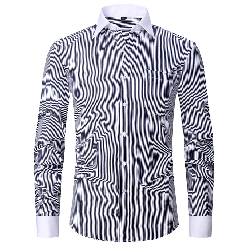 Camisa negra camisa de manga larga de los hombres de negocios camisa formal delgada gemelos franceses de color sólido novio boda Vestido de los hombres