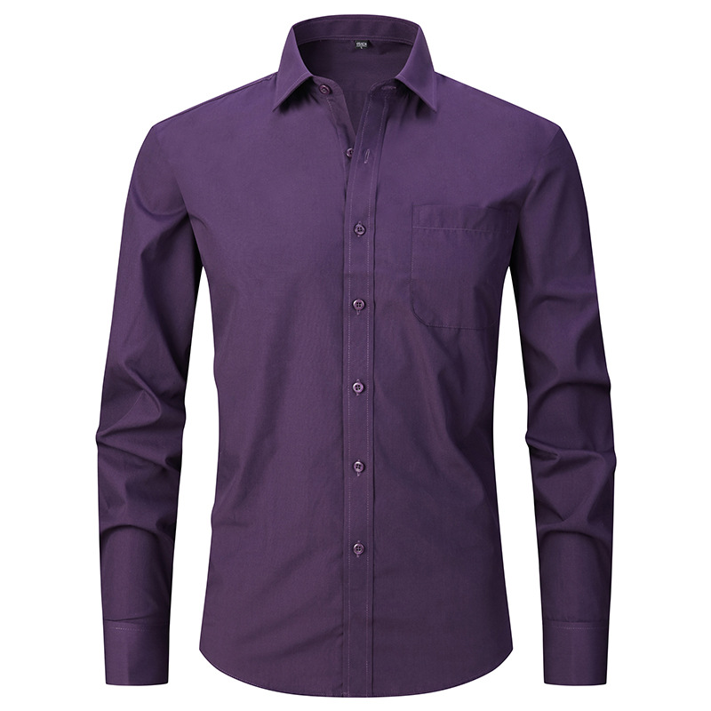 Camisa negra camisa de manga larga de los hombres de negocios camisa formal delgada gemelos franceses de color sólido novio boda Vestido de los hombres