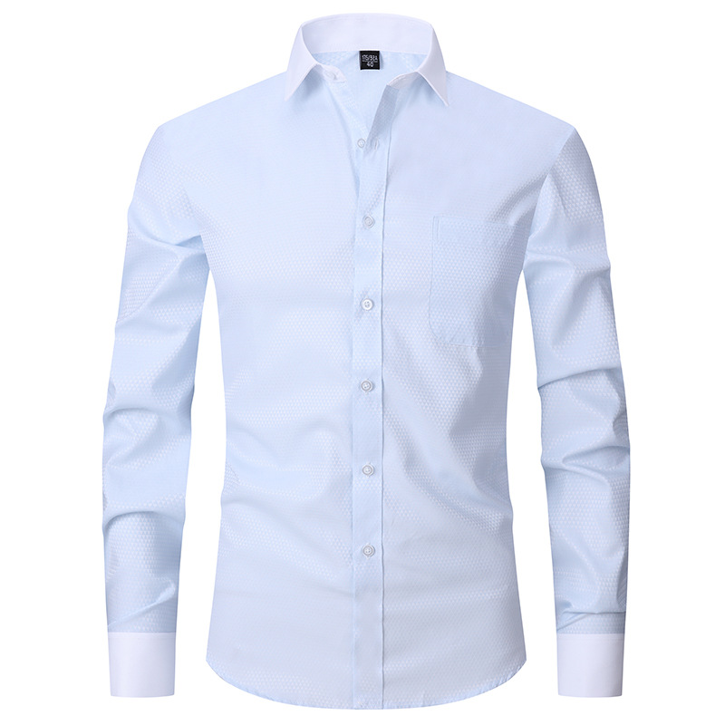 Camisa negra camisa de manga larga de los hombres de negocios camisa formal delgada gemelos franceses de color sólido novio boda Vestido de los hombres