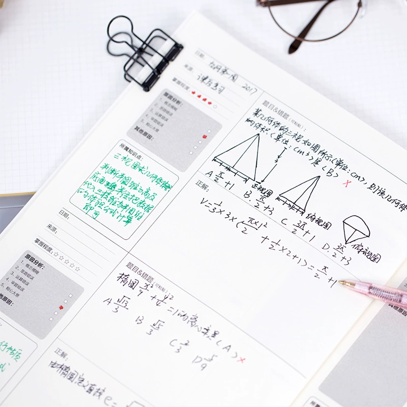 Wrong‑question correction notebooks, 3‑pack for primary & junior high, subject covers (math, English, etc.)