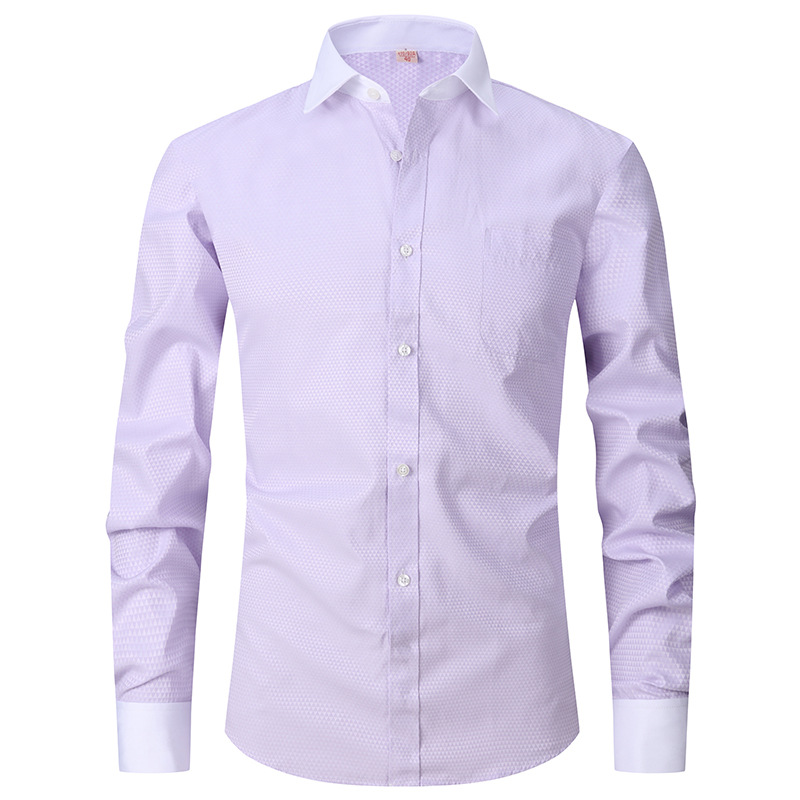 Camisa negra camisa de manga larga de los hombres de negocios camisa formal delgada gemelos franceses de color sólido novio boda Vestido de los hombres