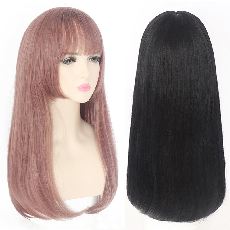 Peluca de pelo largo de las mujeres natural cabeza completa cubierta Linda peluca Ji estilo de pelo Rosa temperamento princesa corte cabeza completa cubierta