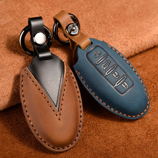 Crazy horse leather key cover is suitable for Nissan car key case case buckle layer cowhide all-inclusive security zipper
