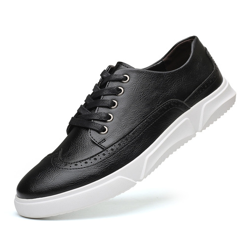 New men's large size casual shoes, fashionable Korean style British sneakers, lace-up brogue retro single shoes, men's shoes