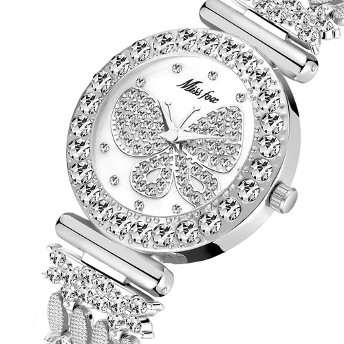 Mary's MISSFOX foreign trade wish high-end fashionable diamond butterfly ladies quartz watch trendy