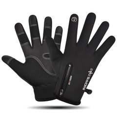 Men's Winter Zipper Touch Screen Windproof Warm Cycling Sports Fleece Mountaineering Ski Gloves