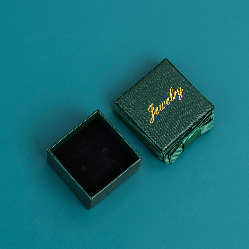 En stock al por mayor de la vendimia caja de la joyería verde oscuro arco de joyería caja de embalaje collar pendientes caja del anillo
