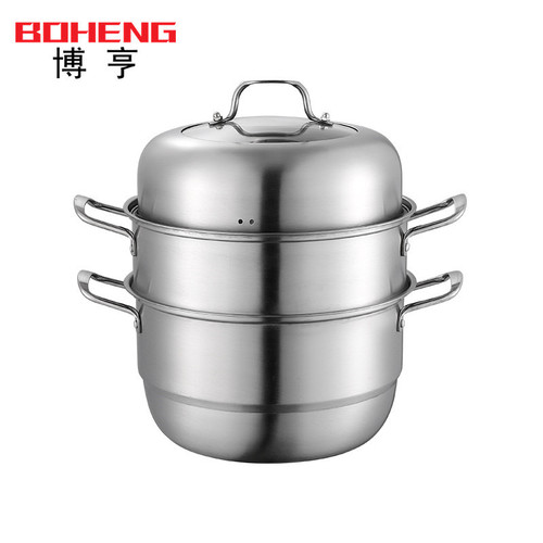 Stainless Steel Steamer Pot Household Soup Pot Double-Layer Triple-Layer Large Capacity Induction Cooker Gas Stove Universal Stove Gift Steamer Pot