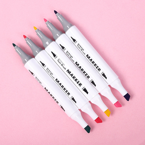 Creative portable boxed marker pen 12 36 48 color double-headed triangle painting brush student coloring hook line marker pen