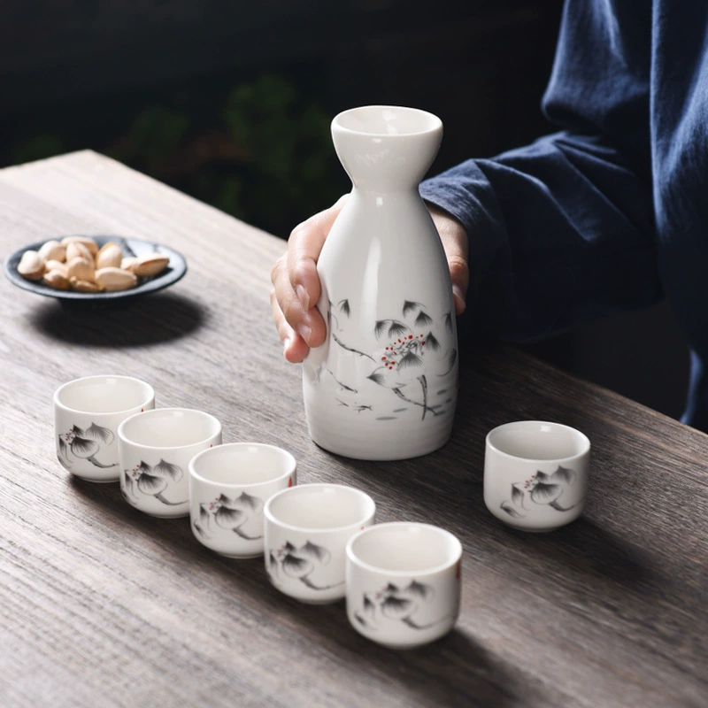 Japanese pocket flask, ceramic wine set, 6 volume