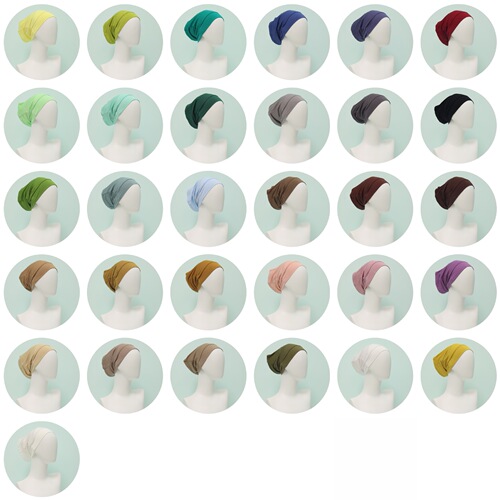 Pure Color Modal Round Bandage Base Hat Head Scarf Top with Arabic Gauze Tube Hat Inner