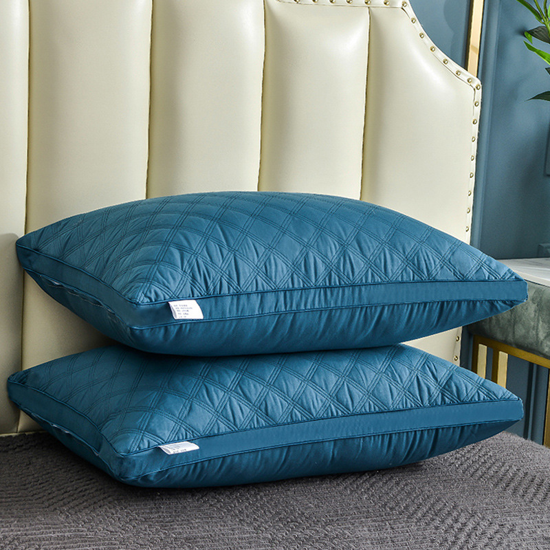 면 3 줄 격자 3 방향 베개 파란색 낮은 베개