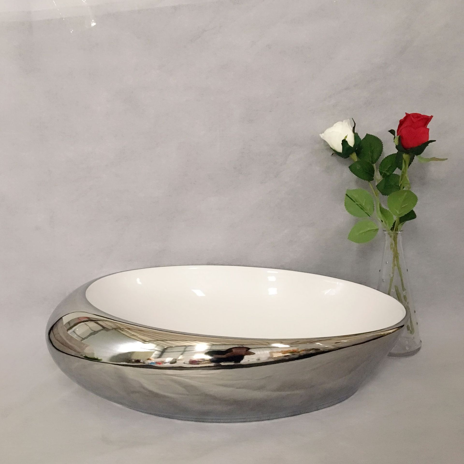 Lavabo de encimera, lavabo de cerámica de estilo europeo, lavabo ovalado para baño de hotel, nuevo estilo chino, ligero y lujoso
