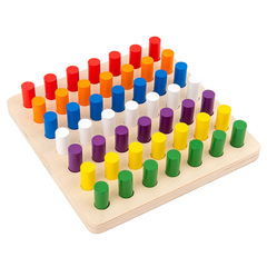 Montessori Colorful Finger Grab Board Sensory Wooden Insert Board and Sticks 0.52 Intellectual Development Hands-on Brain-stimulating Color Discrimination Teaching Aid