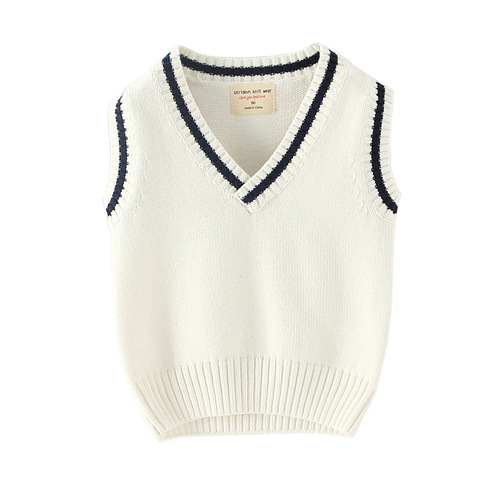 Autumn and winter plus velvet children's baby school uniforms pure cotton sweater vest boys medium to large girls knitted vest wholesale