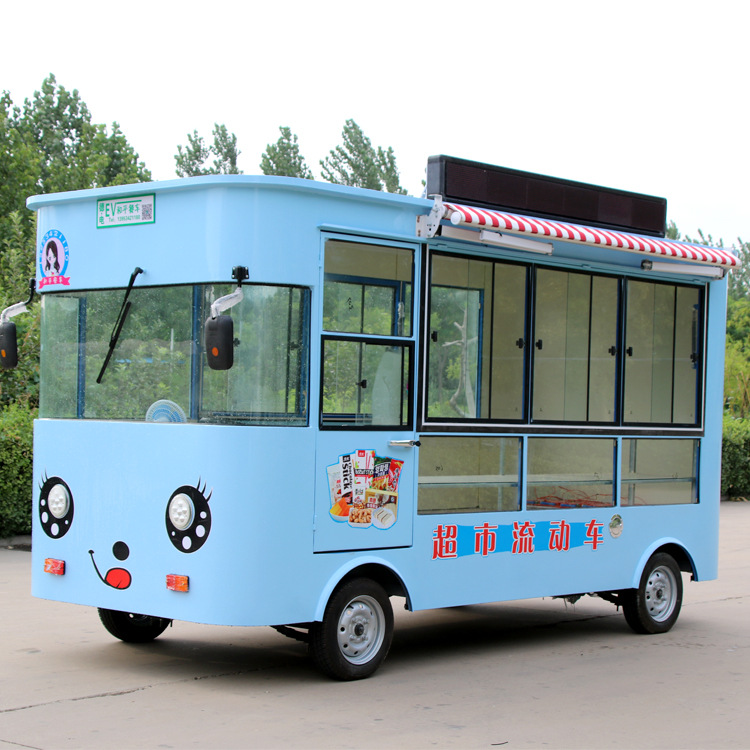 小吃车多功能早餐车电动四轮移动商用炸串车摆摊小推车夜市美食车