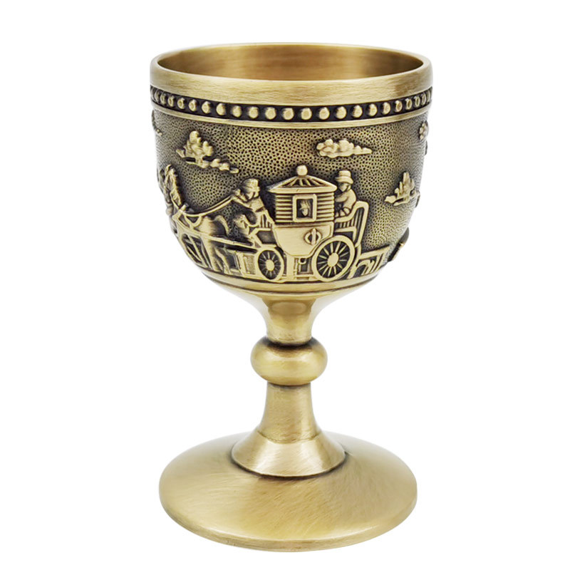 Suministro directo de fábrica vintage bronce copa vino uno o dos licores vidrio hogar Copa metal boda tostada taza