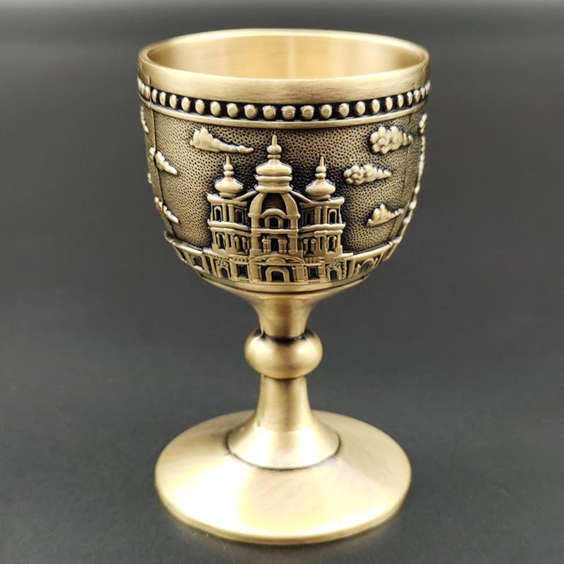 Suministro directo de fábrica vintage bronce copa vino uno o dos licores vidrio hogar Copa metal boda tostada taza