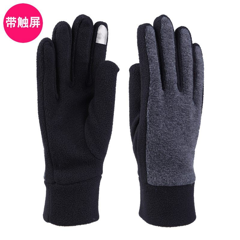 Kazimeng hombres y mujeres de otoño e invierno de una sola capa de lana polar guantes de lana resistente al desgaste durable montar caliente elástico guantes de pantalla táctil