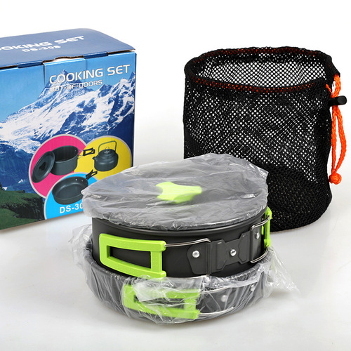 Outdoor picnic pot set for 2-3 people, includes an 08 teapot, portable camping pot set DS-308 cooking pot