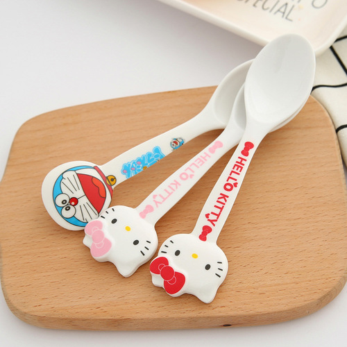 New melamine jingle shaped spoon cartoon KT spoon cute creative children's spoon baby tableware wholesale
