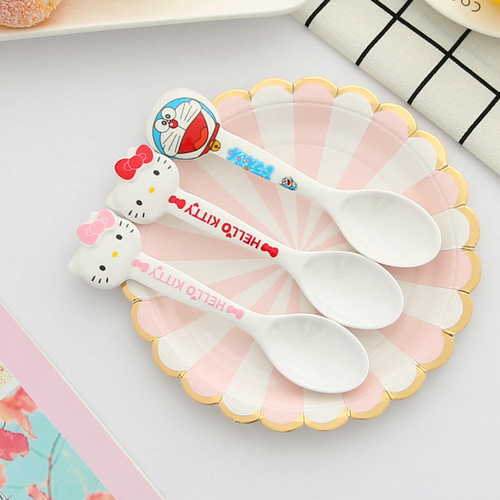 New melamine jingle shaped spoon cartoon KT spoon cute creative children's spoon baby tableware wholesale