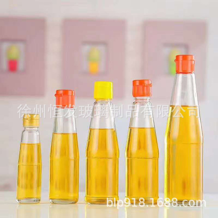 厂家直销锥形麻油玻璃瓶 番茄酱瓶400ml香油瓶调料油玻璃瓶批发