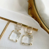 Silver needle, square crystal earings, design fashionable earrings, silver 925 sample, European style, trend of season