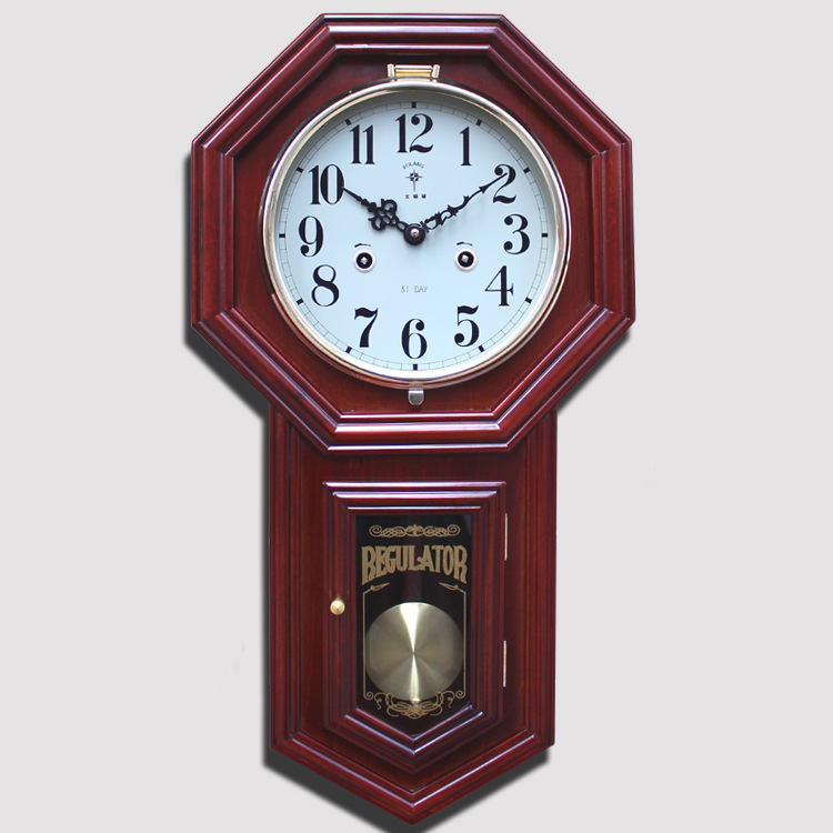 Reloj de pared de estilo chino nuevo antiguo, de madera maciza, mecánico – movimiento de péndulo de cobre Polaris, para Feng Shui.