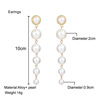 Long fashionable earrings from pearl, ear clips, European style, simple and elegant design, no pierced ears