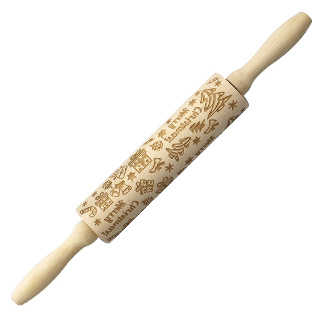 En stock Navidad ELK impresión rodillo de madera grabado láser en relieve rodillo galleta masa palo image 12
