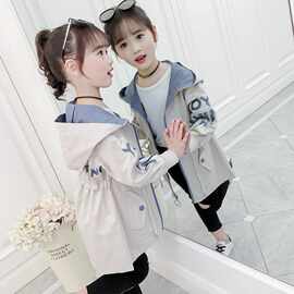 2022春秋童装女童外套新款韩版中长款儿童洋气风衣中大童时髦上衣