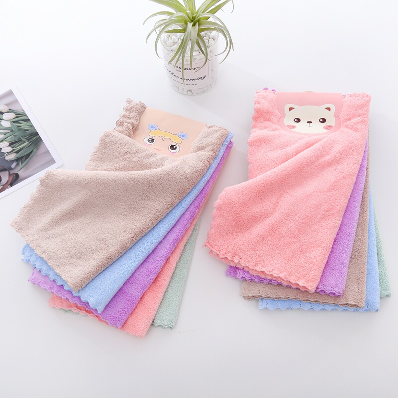 Coral fleece five card towel 30*30cm square baby towel soft absorbent multi-use small handkerchief