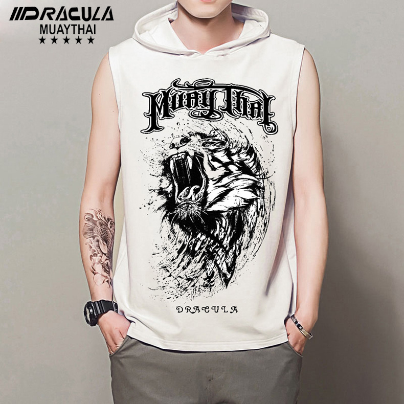 Muay Thai Short-Sleeved Sweatshirt Sleeveless Hooded T-Shirt Vest Muay Thai Boxing Mma Free Fighting Men's and Women's Fighting Sanda Suit