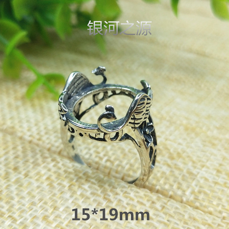 厂家批发戒指空托 s925纯银戒托 民族风复古凤凰女款戒指泰银戒托