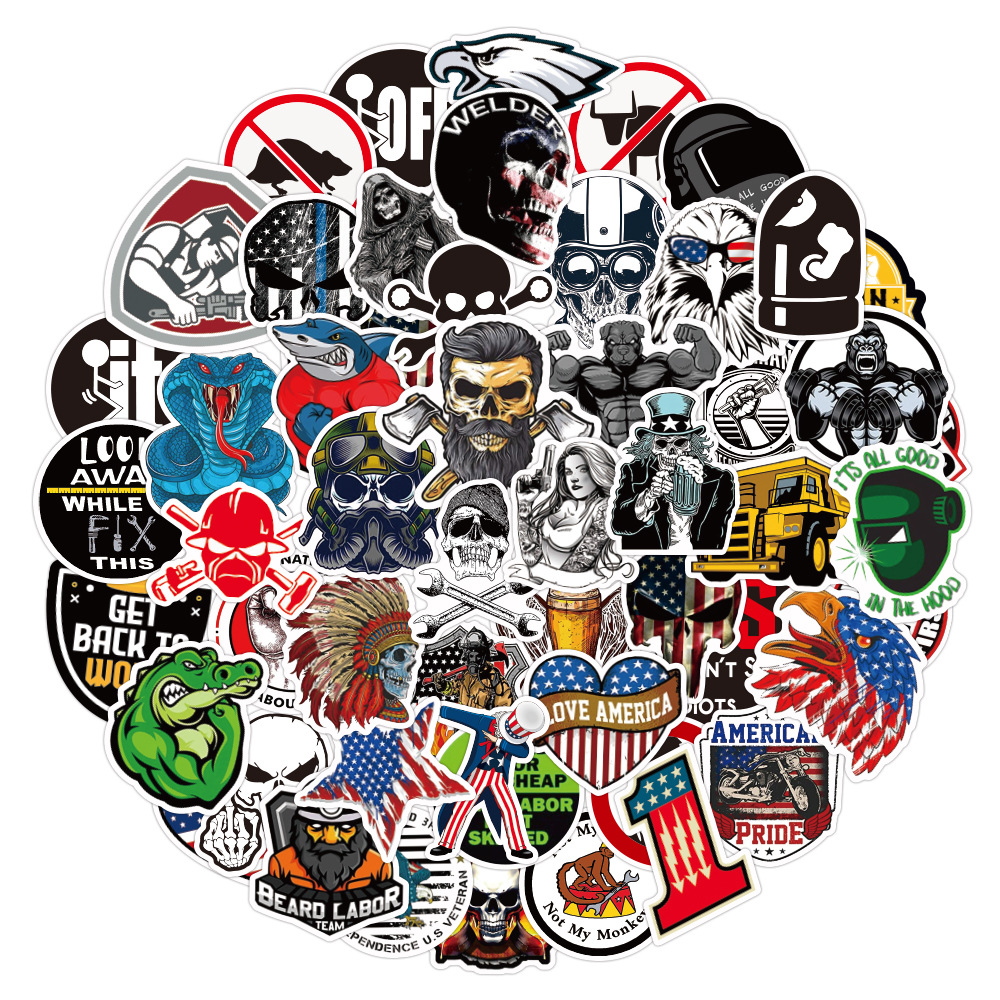 Amazon Venta caliente Casco Pegatinas Casco de seguridad Electricista Soldador Decoración impermeable Pegatinas de graffiti Pegatinas de motocicleta al por mayor