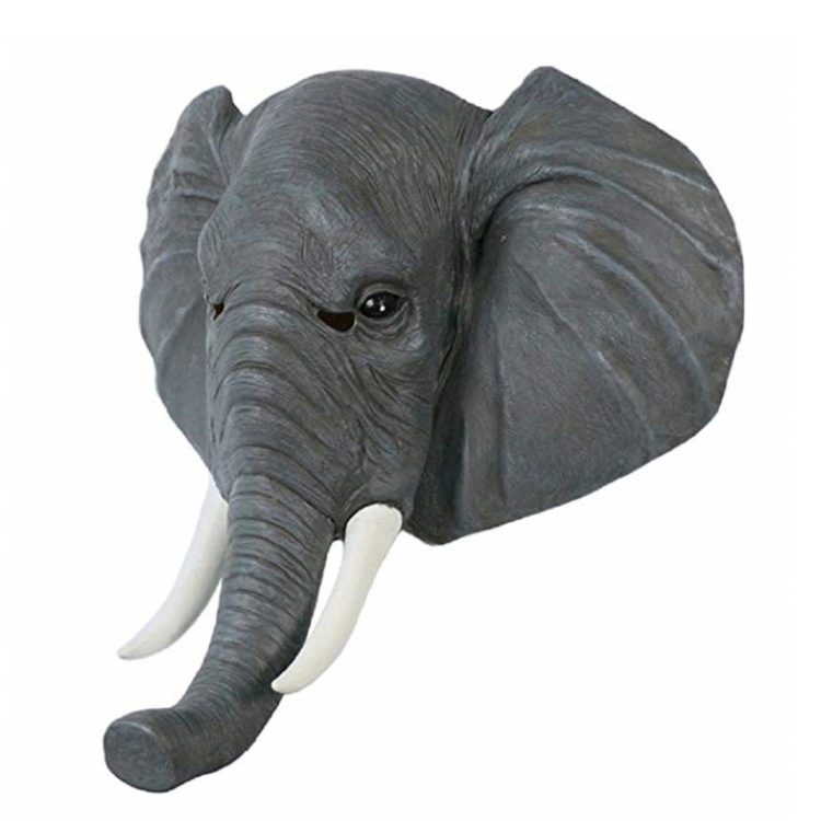 Máscara de elefante de cabeza de animal de Halloween Máscara de elefante asiático de elefante africano cos cubierta de cabeza de pescado verde máscara de hombre de pescado verde