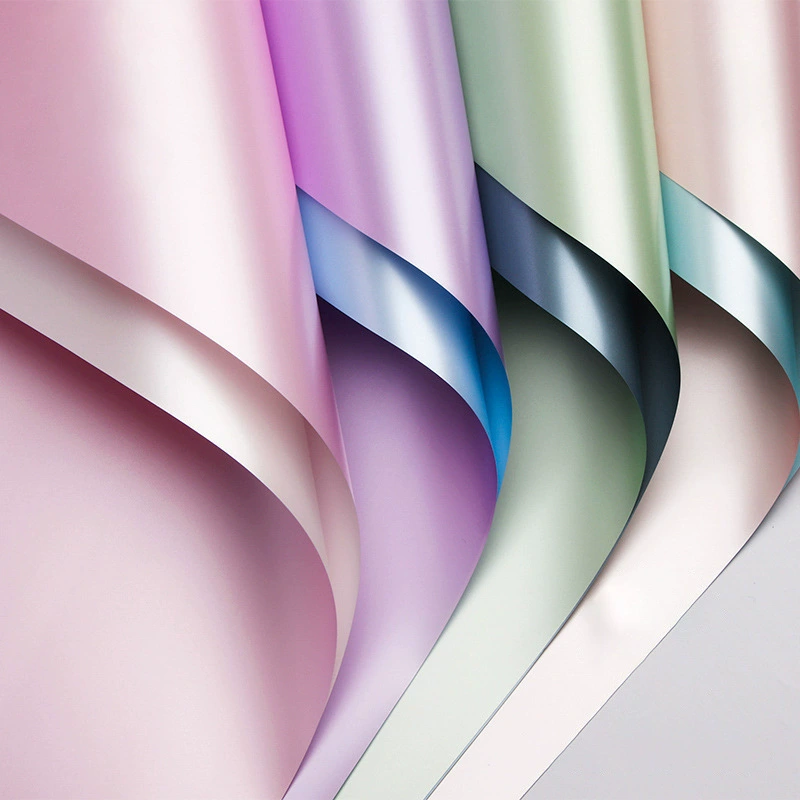 Оптовая продажа упаковочной бумаги для цветов, двухцветная матовая пленка, золотая песочная бумага, упаковка для подарочных букетов, цветочная бумага с матовой текстурой