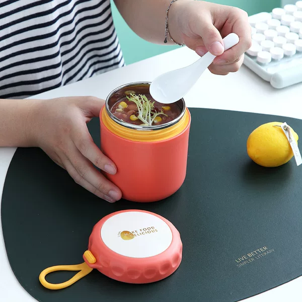 Scandinavian Navy Blue 304 Fashion Stainless Steel Soup Cup Student Portable Breakfast Cup Morandi Milk Drinking Porridge Cup