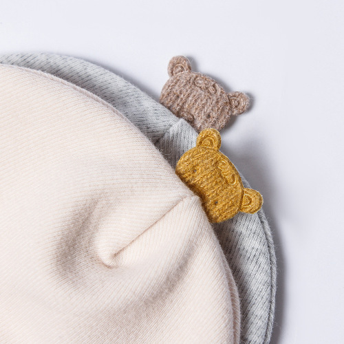 Baby Hat Autumn/Winter New Arrival Pure Cotton Korean Style Double Layer Warm Baby Cap with Bear Design Warm Newborn Hat
