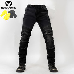 Wholesale Winter Motorcycle Riding Denim Kevlar Durable Fleece Men's Anti-Fall Motorcycle Pants Knee Guards Zipper