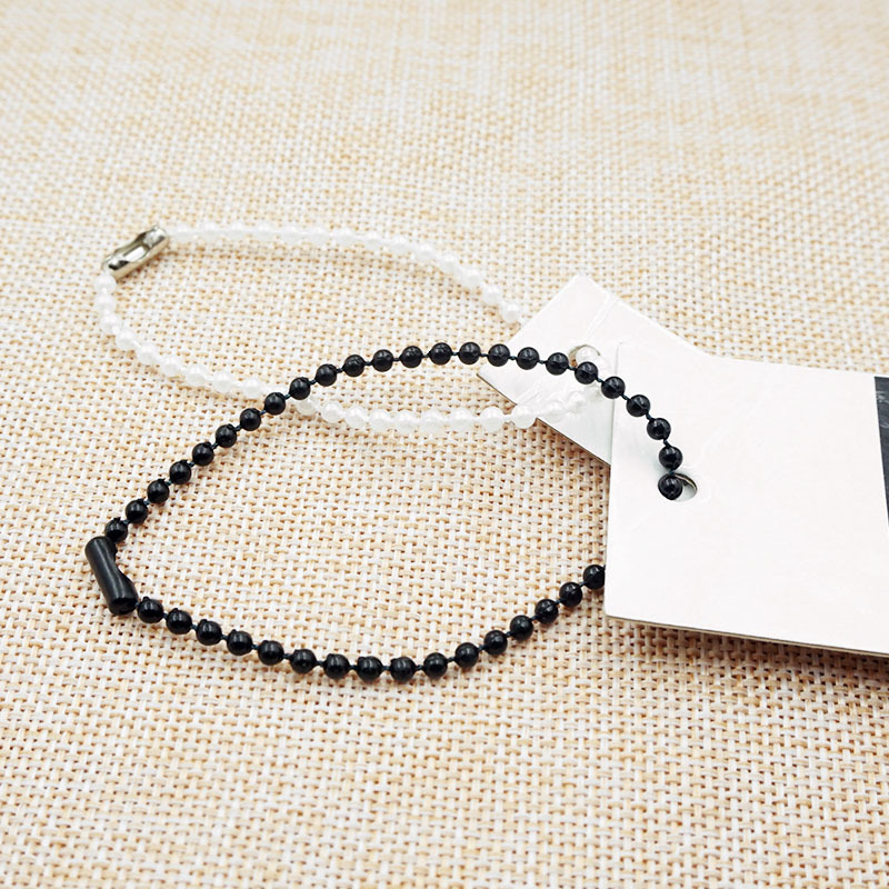 厂家供应塑料圆珠链带腰扣黑色连线珠链服装饰品服饰配件吊牌链子