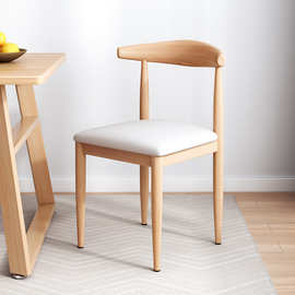 轻奢餐椅靠背凳子家用北欧书桌椅现代餐厅椅子北欧风铁艺牛角椅
